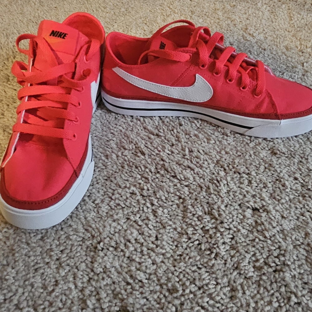 Nike Women's Bright Red and White Sneakers